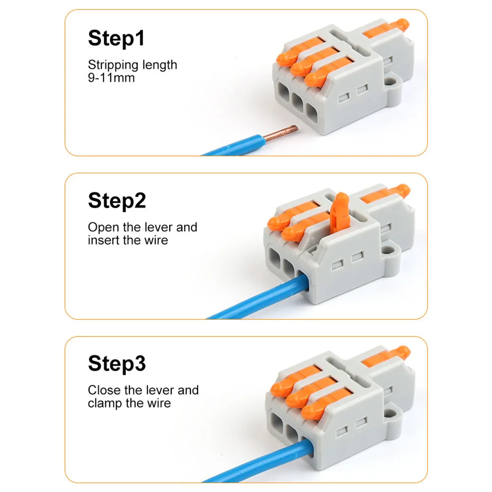 5PCS Fast Universal Lever Wire Connector Push-in Terminal Block Docking Electrical Connection Multi-spec Compact Splitter 250V