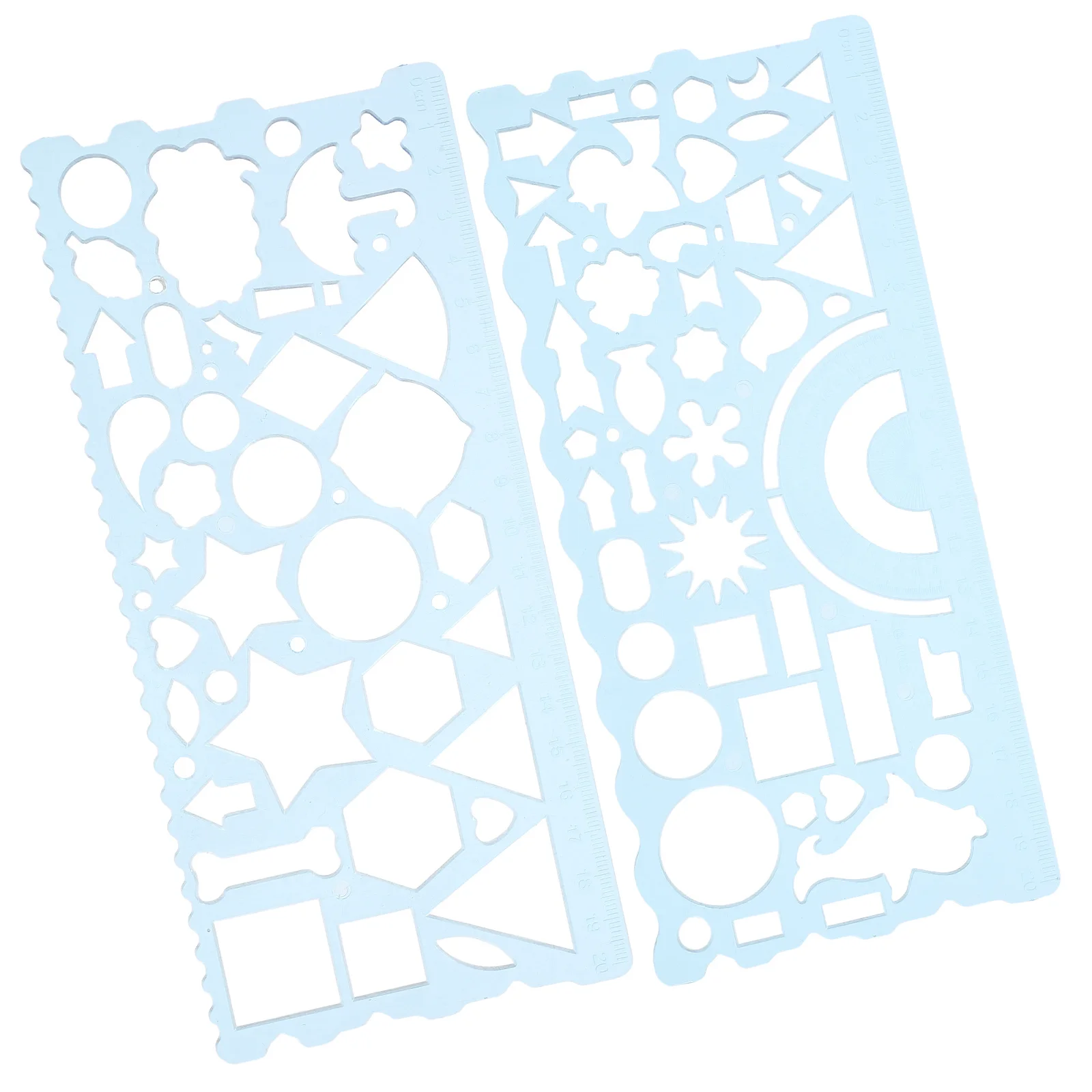 2pcs Drawing Template Set Plastic Ruler For Architecture Art School Drafting Supplies Stencils