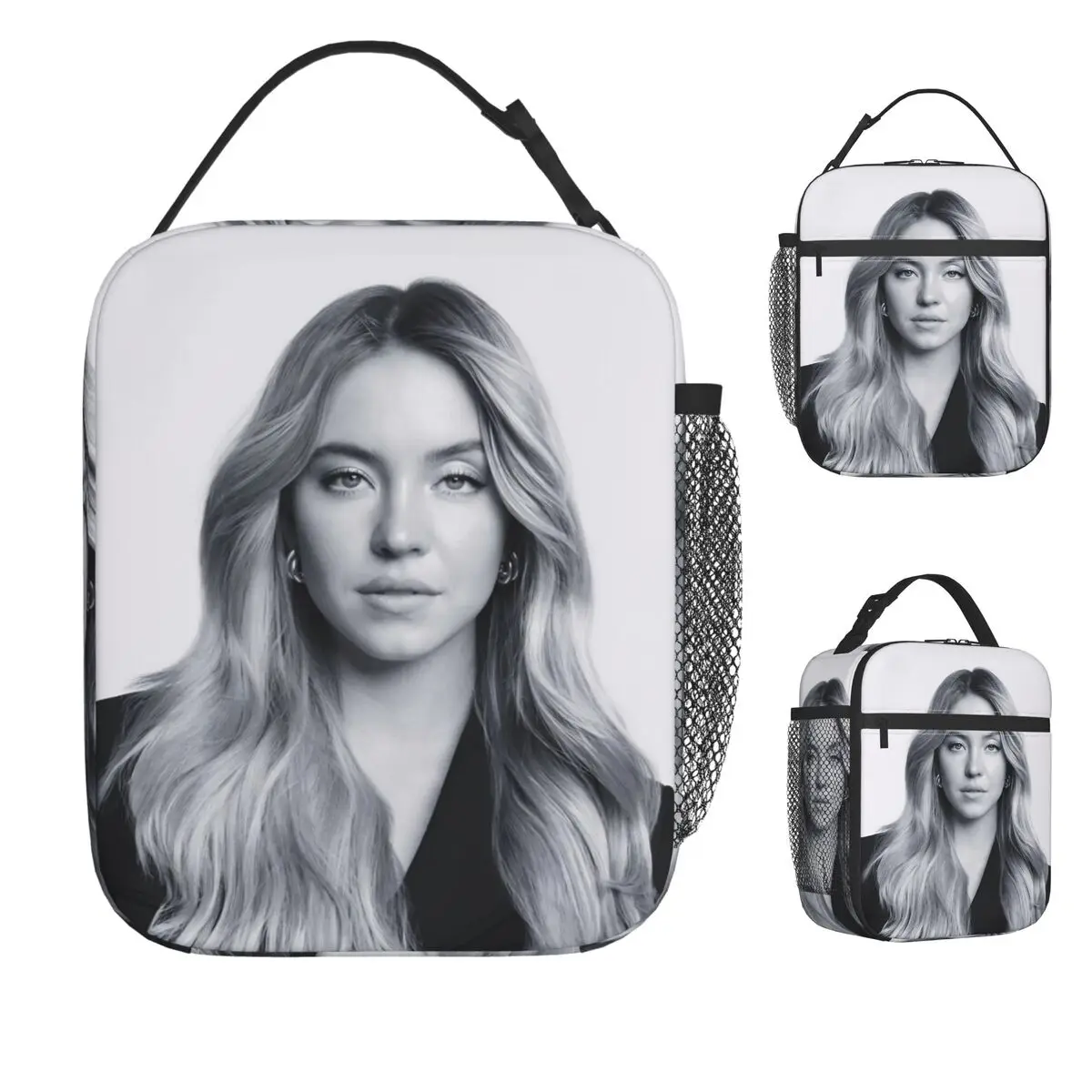 

Sydney Sweeney American Actress Photo Pattern Lunch Bag For Women Lunch Box Casual Work Cooler Bag Thermal Tote Handbags