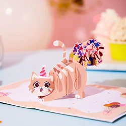 Funny Cat Pop Up Birthday Card Cute 3D Birthday Cards for Adults and Kids with Envelopes Handmade Gifts for Mom Dad Friend