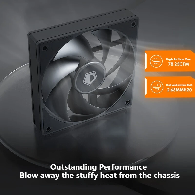 ID-COOLING AF-125-K PC Cooling Fan 120mm 4-pin PWM High airflow Silent CPU Fan for Chassis Radiator Water Cooling 360mm Cooler