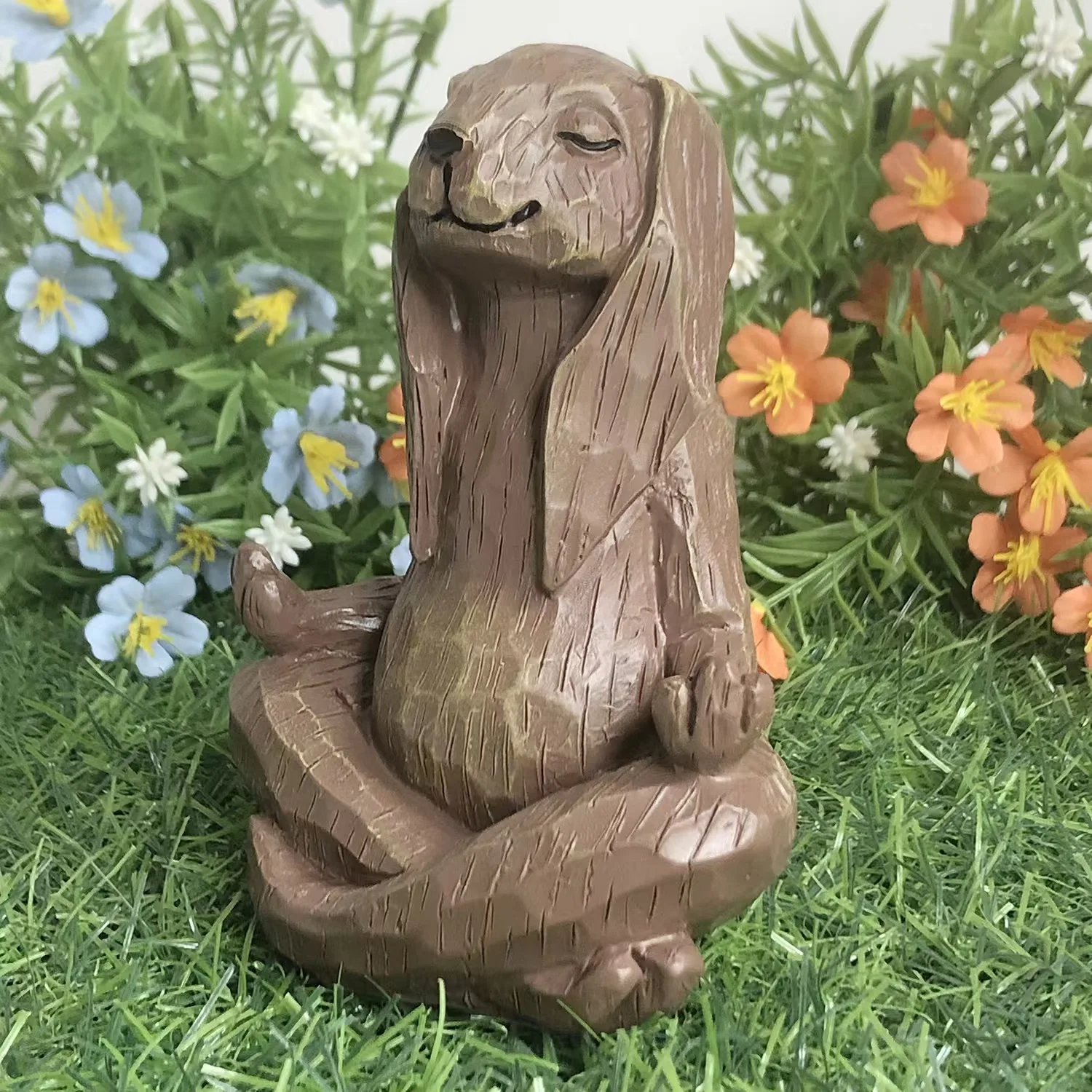 Resin Long Eared Rabbit Ornament, Meditation Zen Animal, Leisure Parlor, Garden Decoration, Bonsai Tabletop