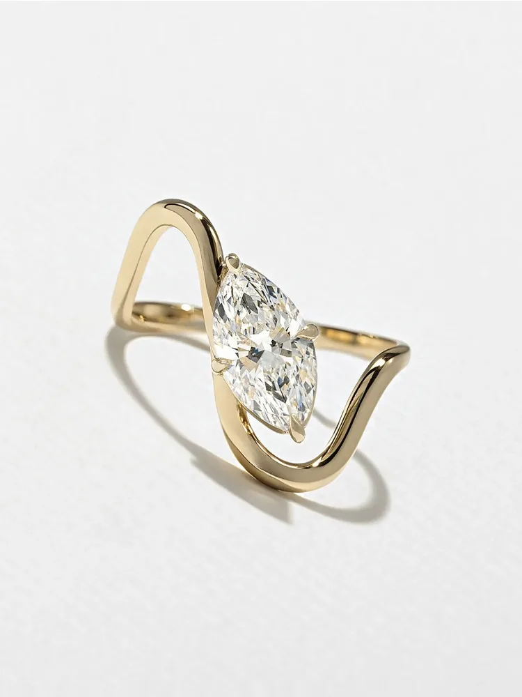 Modischer 1CT Moissanit-Diamant Luxus-Kurven-Marquise-Verlobungsring für Damen Hochzeit Hochwertiger Schmuck – Detail 5