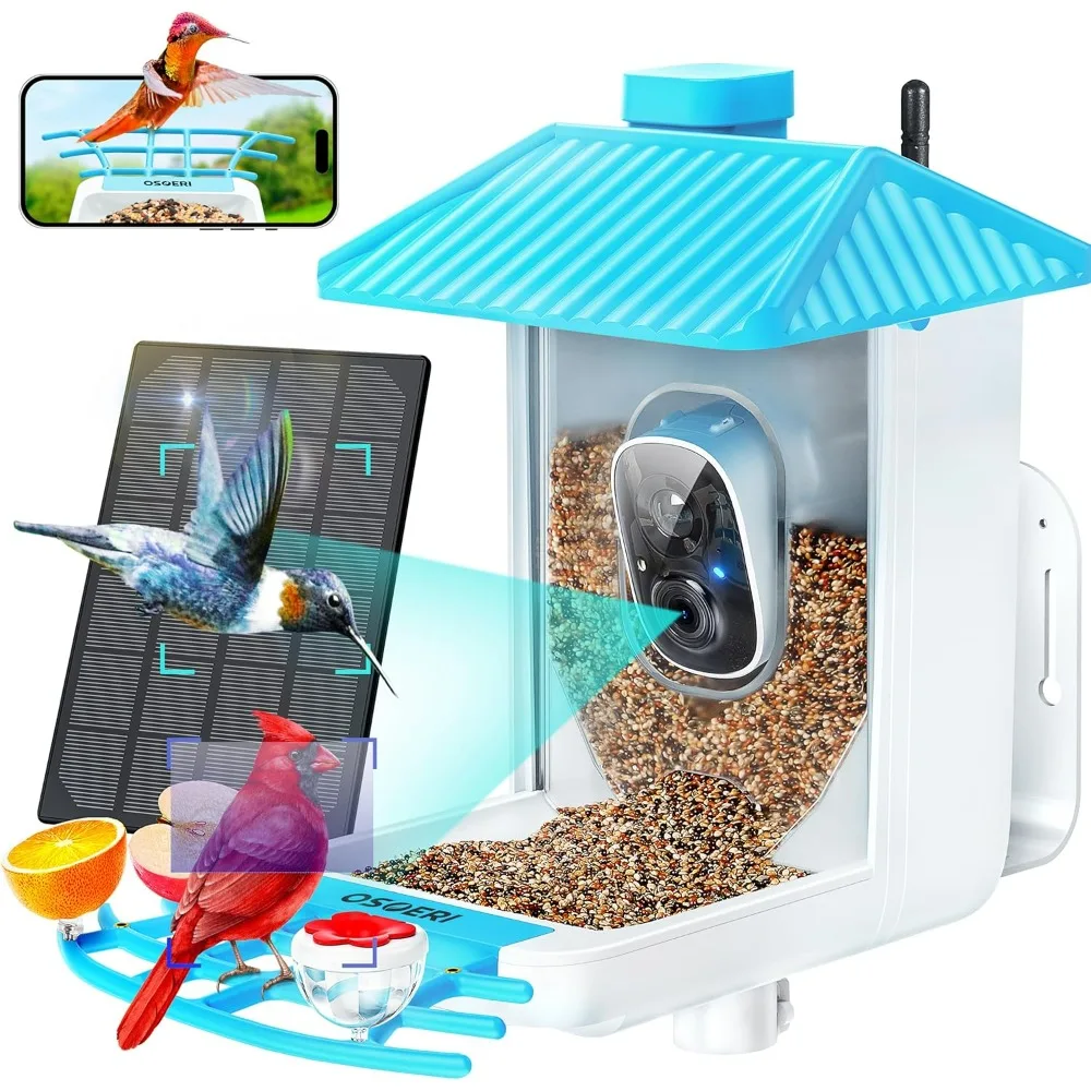 

Smart Bird Feeder with Camera, 1080P HD AI Identify Wild Bird Watching Camera, Auto Capture Bird Videos Motion Detection, DIY