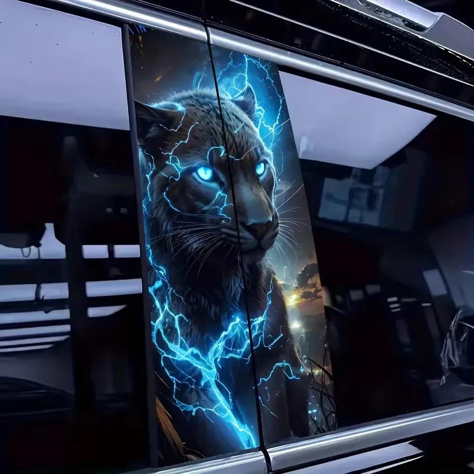 Black Cat Lightning Car Sticker - Highlight Flash Anime Fantasy Design, Waterproof Self-Adhesive B-Pillar Sticker