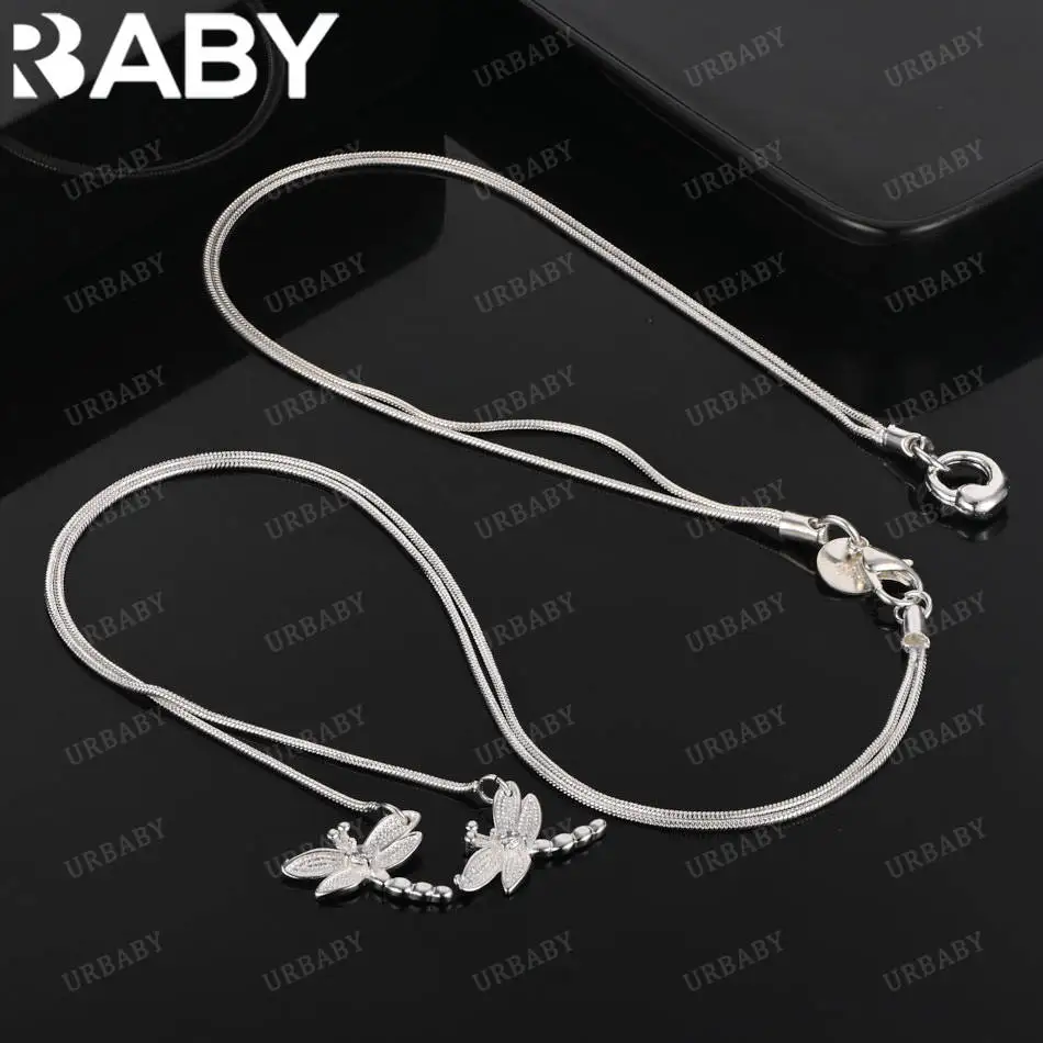 

URBABY 925 Sterling Silver 45cm Dragonfly Necklace For Women Charm Trend Birthday Gifts Fashion Party