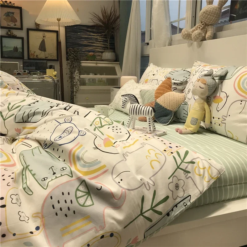 

Ins Nordic cartoon small fresh stick figure student dormitory apartment bed