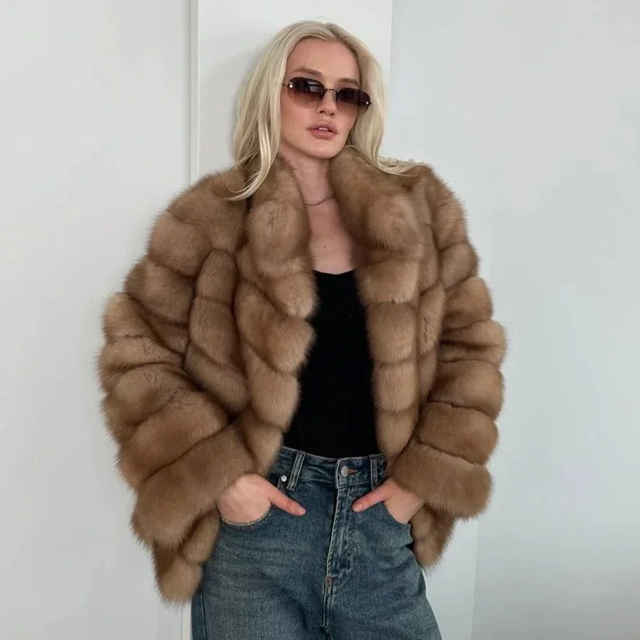 

Women's Winter Jacket Genuine Fox Fur Coat Fashion Long Winter Jackets 2024 New Style Real Fur Coats