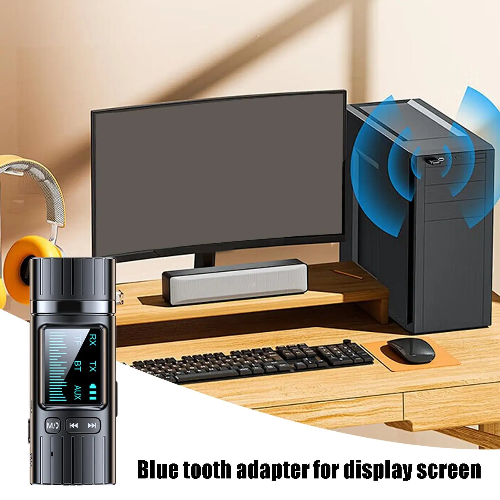 جهاز إرسال صوتي لاسلكي، محول لاسلكي لاستقبال الكمون المنخفض مع مقبس 3.5 مم لسماعة رأس جهاز عرض التلفزيون الذكي والكمبيوتر الشخصي #2