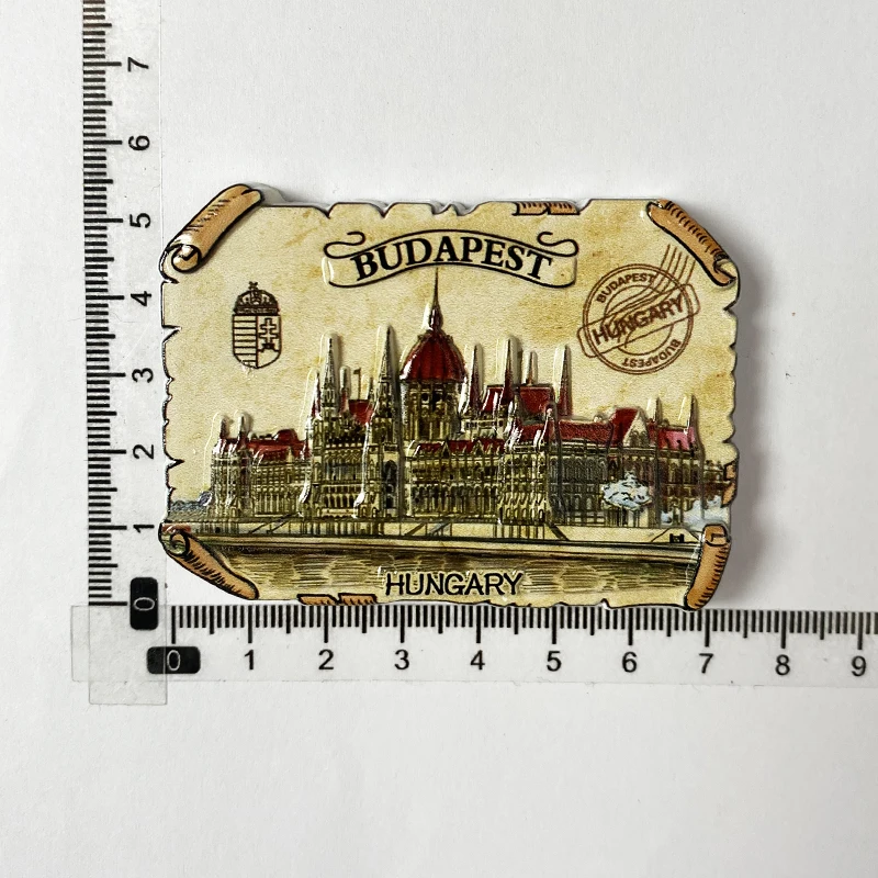 الهدايا السياحية المجرية مجموعة عناصر الديكور المنزلي أدوات بناء برلمان بودابست ثلاثية الأبعاد مغناطيس الثلاجة المغناطيسي