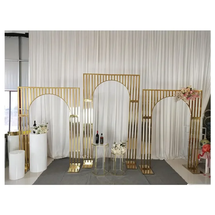 Modern Gold Stainless Steel Wedding Arch Stylish Backdrop Background for Decorations