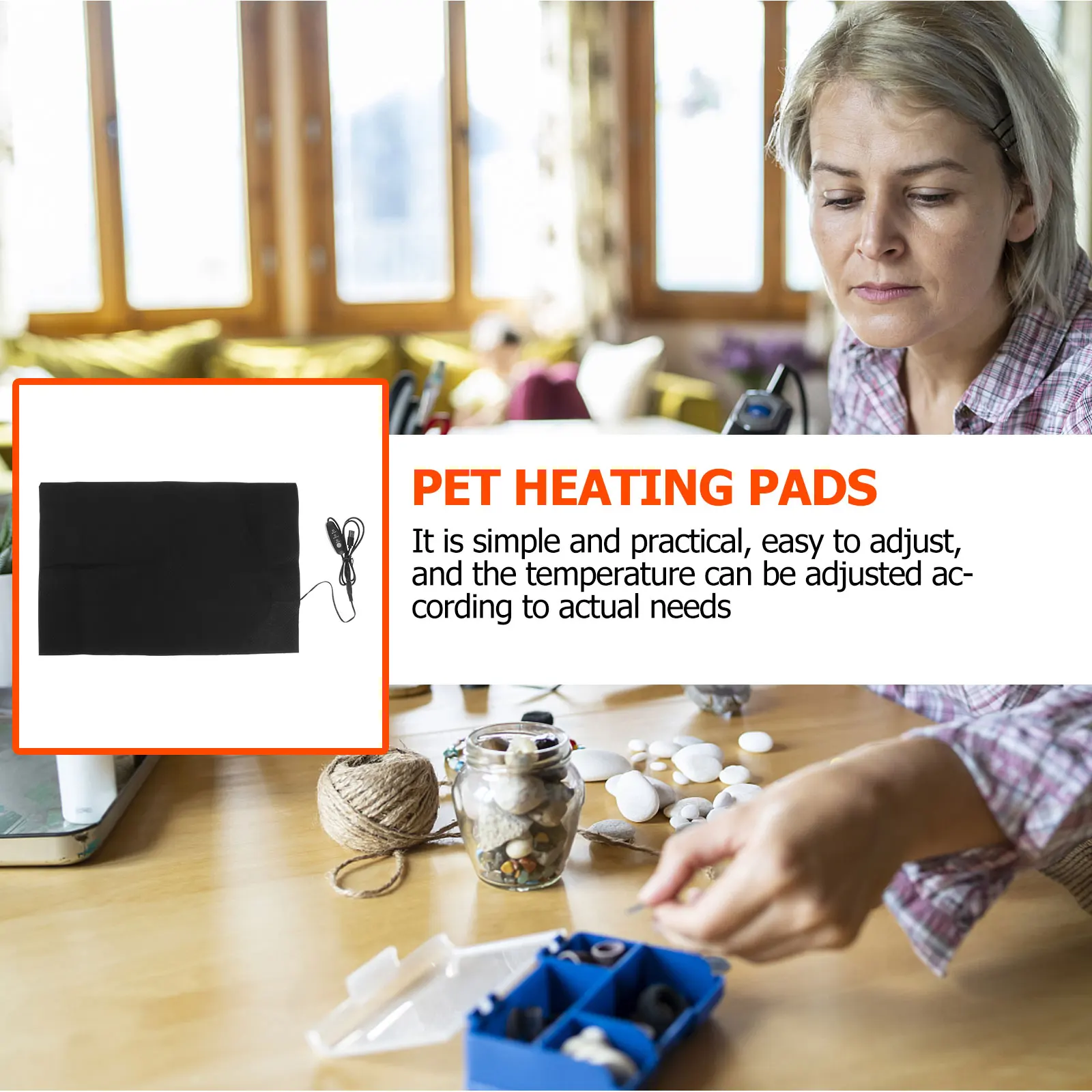 

USB Heating Pad Adjustable Temperature Durable PU Material Pet Heating Cushion Pet Heated Pad Electric Heated Dog Bed
