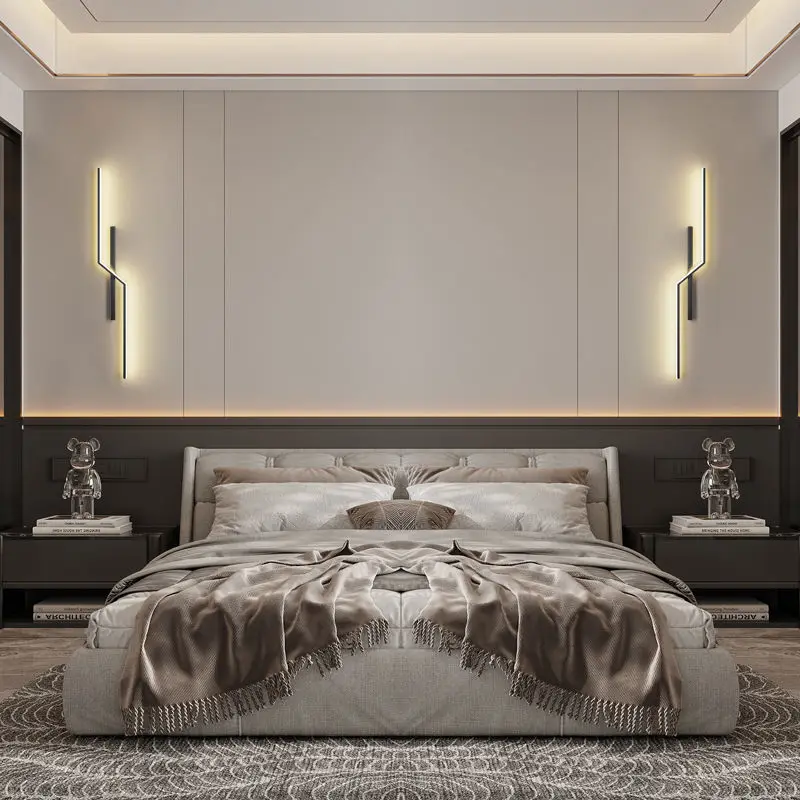 Modern Minimalist Strip LED Wall Lamp Lights Lighting For Bedroom Bedside Living Room Grille TV Sofa Lobby Background Decor
