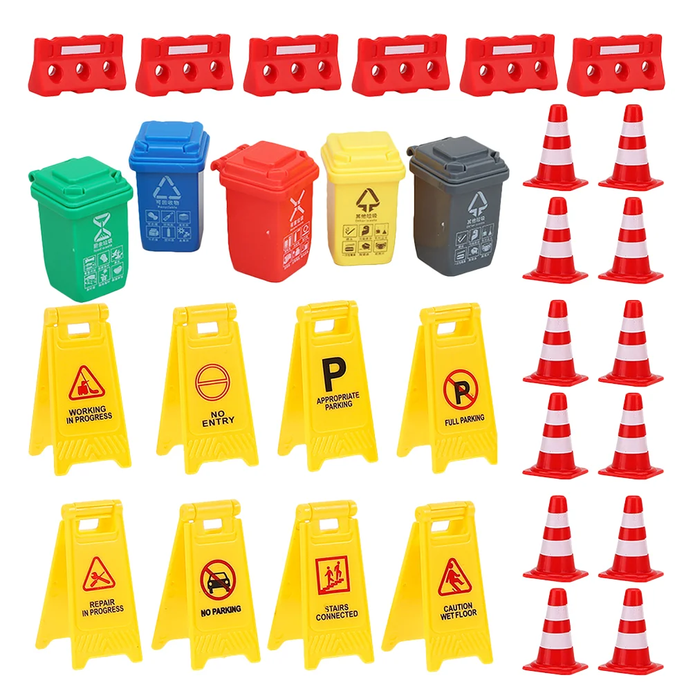 Sign Traffic Model Children Cognition Toys Garbage Can Simulation Roadblock Street Signs Cones