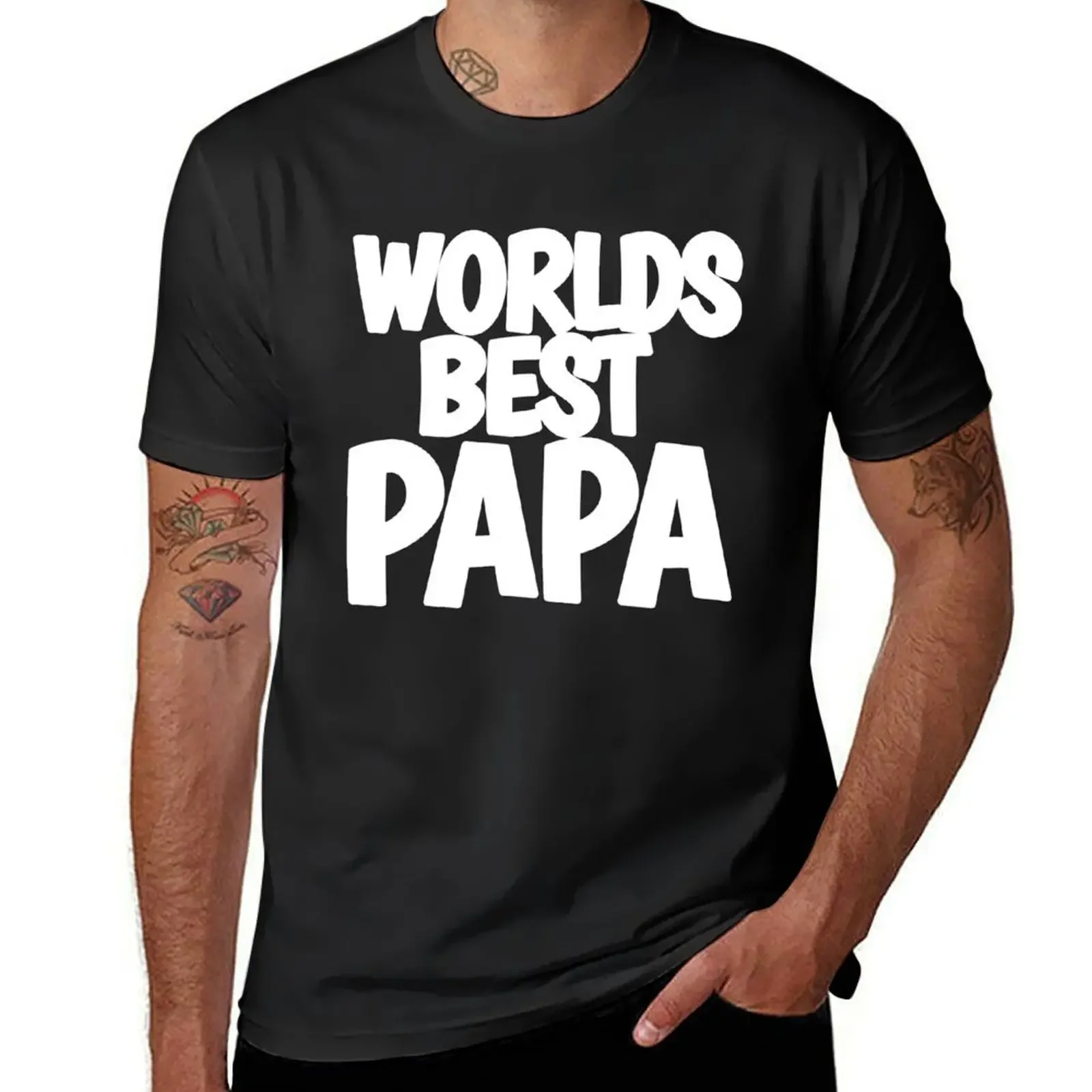 World's Best Papa T-Shirt man clothes anime clothes blue archive mens designer t shirt