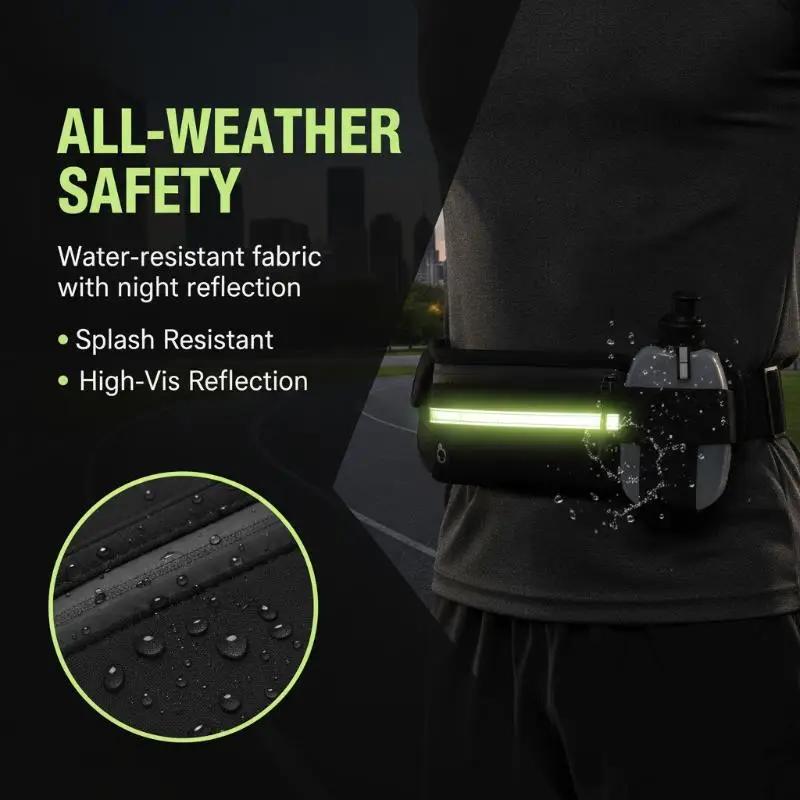 Lightweight Unisex Running Waist Pack Black Water Resistant Sports Belt Bag for Hiking Jogging Gym Workout Outdoor Use