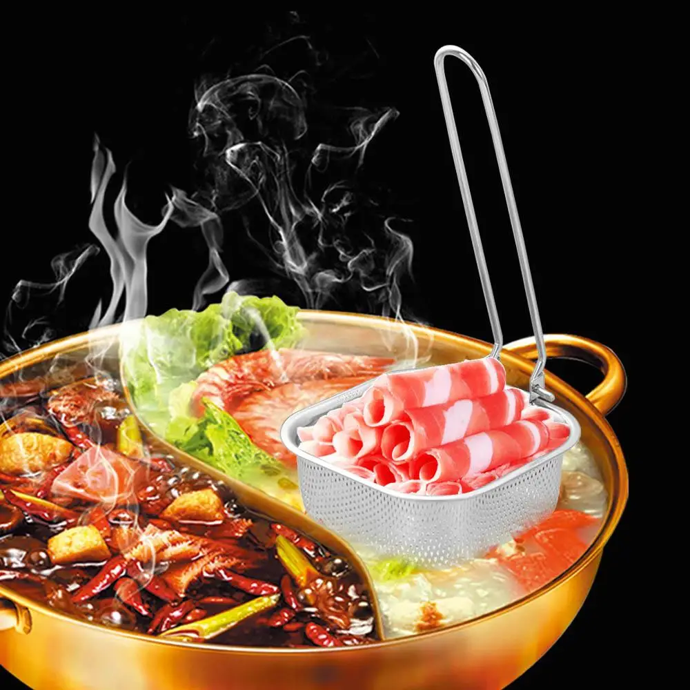 

Foldable Long Handle Frying Filter Stainless Steel Round/Square Fried Net Sieve Spoon Rust-proof Corrosion-proof Colander Noodle