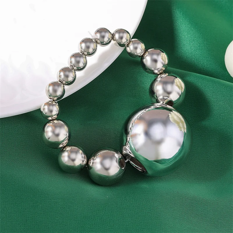 Punk Handgemachte Perlen Armbänder für Frauen Übertreiben Große Metall Ball Armbänder Mädchen Party Fesitval Schmuck Geschenke – Detail 4