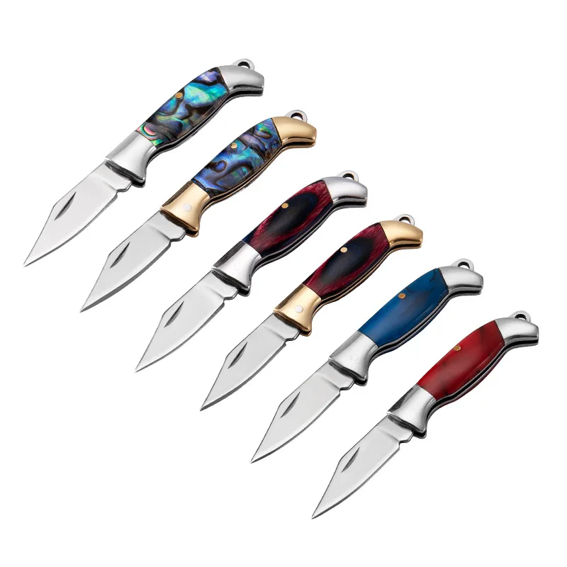 MINI cuchillo plegable de latón, llavero de bolsillo, cuchillos de acero de resina portátiles, herramienta de supervivencia EDC, cortador, pelador, regalo de caza