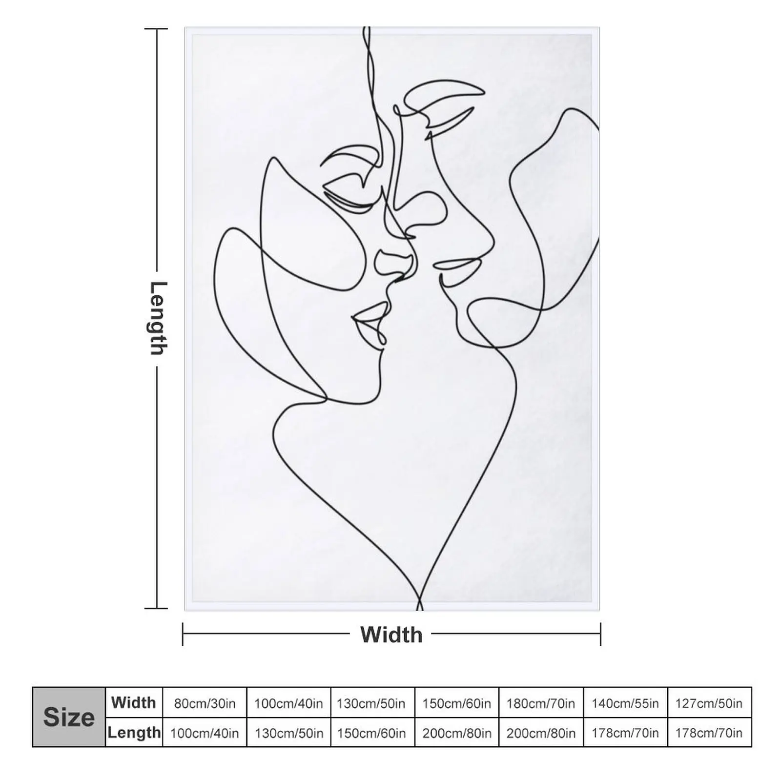 Couple one line art. Love print. 2 faces. Man and woman. Love art. Symbol of love Throw Blanket Vintage Blankets