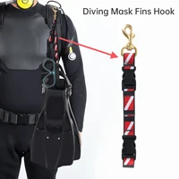 DIDEEP Aletas de buceo de alta resistencia/cordón de máscara con correas de nailon, gancho giratorio con hebilla de liberación rápida de latón para accesorios de buceo