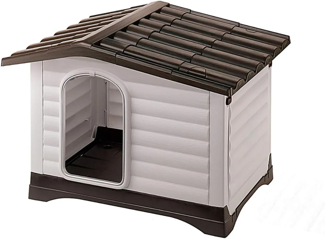 Dog Kennel Gray Dog House Outdoor Made of Strong, Impact-resistant Plastic That Is Waterproof and UV Resistant