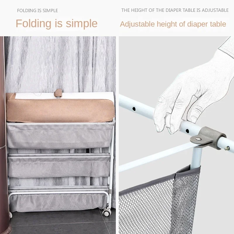 Multifunctional Foldable Baby Care Table – Massage Shower Station, Diaper Changing Table with Drying Rack, Convenient Storage