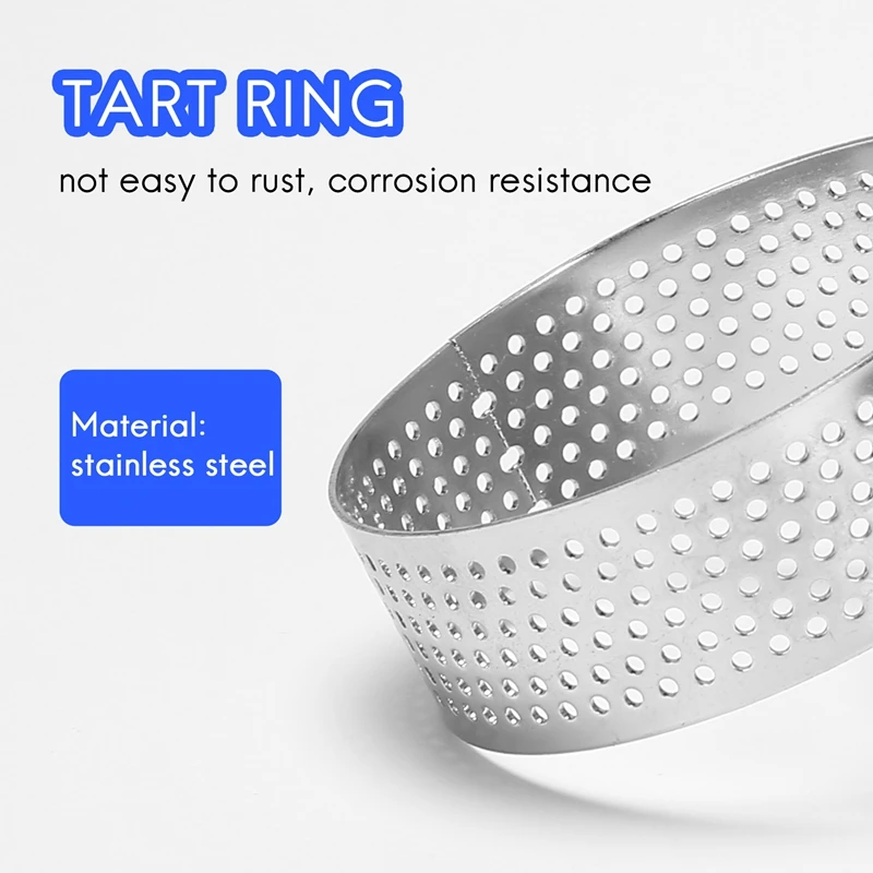 5Pcs 6Cm Circular Tart Ring Dessert Stainless Steel Perforation Fruit Pie Quiche Cake Mousse Mold Kitchen Baking Mould