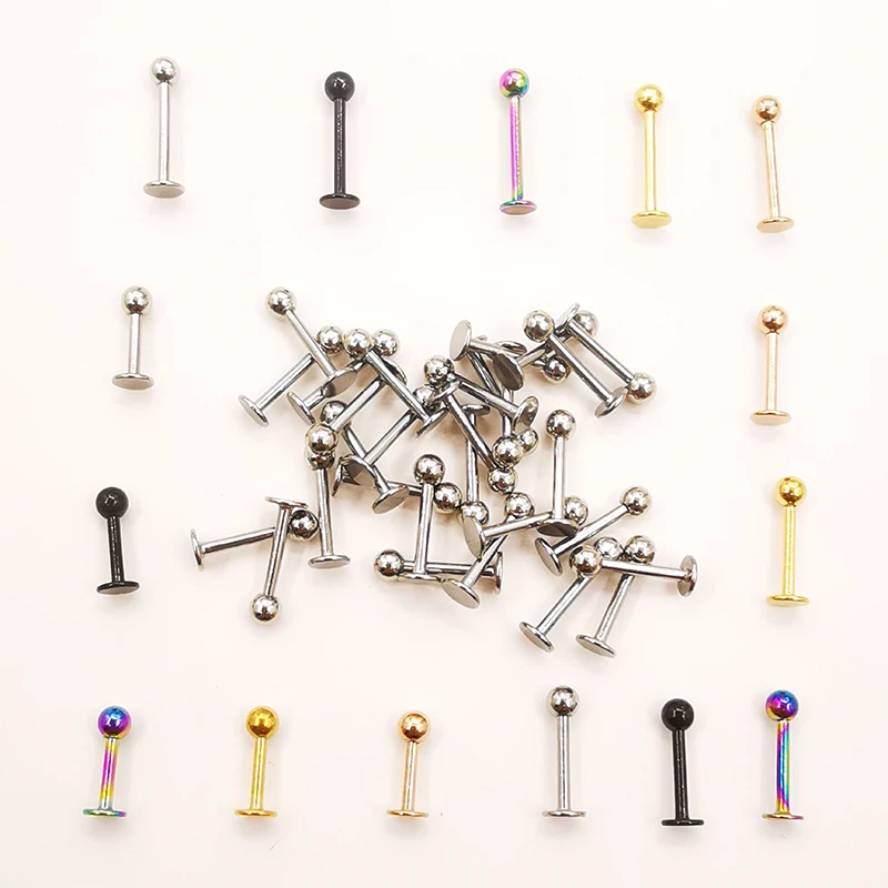 20 Pcs/Lot 16G Stainless Steel Ball Labret Lip Ring Nose Ear Bar Stud for Woman Man Unisex Body Piercing Jewelry Wholesale