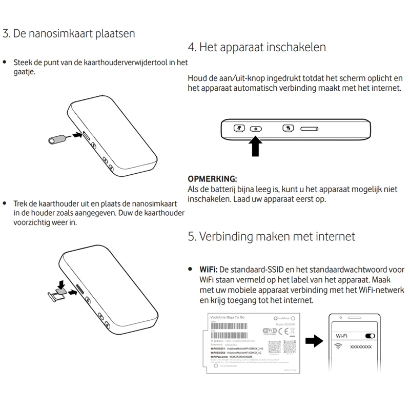 Imagem -04 - Vodafone-roteador sem Fio com Slot para Cartão Sim Mu5001 5g Lte Repetidor de Desbloqueio Portátil Bolso Hotspot ao ar Livre Bateria 4500mah