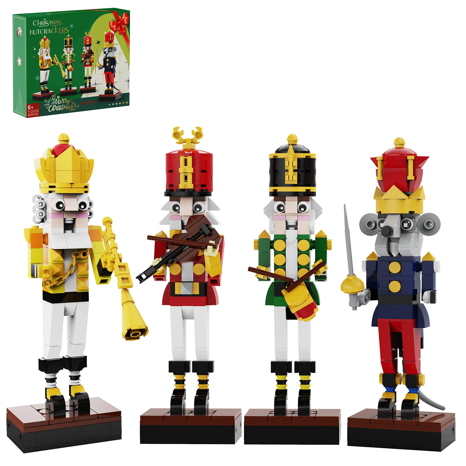 Christmas Nutcracker Brickheadz Building Block Model Kit King Trumpeter Soldier Drummer Figures Brick Toy DIY Kids Xmas Gift