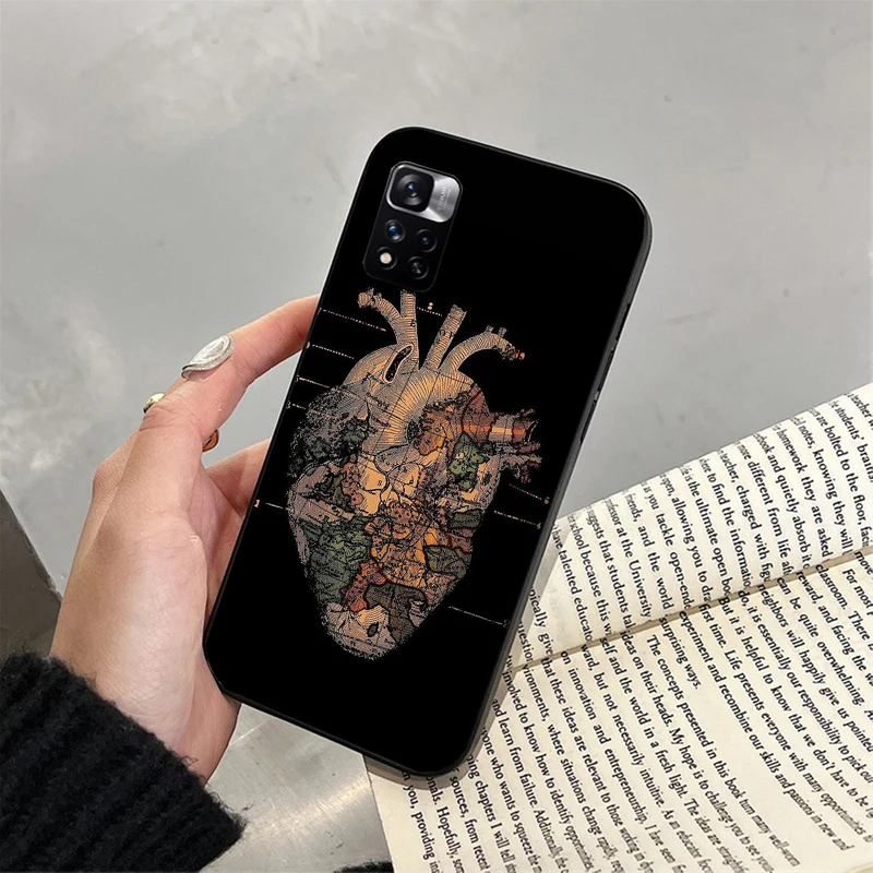 

Heart Anatomy Skull Bones Phone Case For Xiaomi Redmi note 13 12 Pro 11S 11 10 Pro 10S 12S Redmi 10 13C 9C