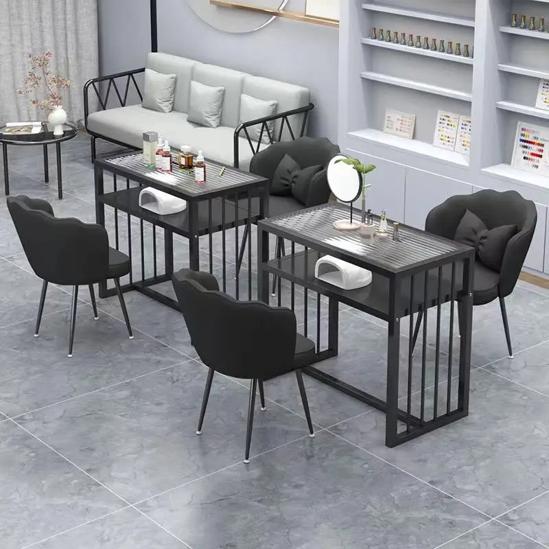 

European Profesional Nail Table Black Design Storage Organizer Nail Table Reception Equipment Mesa De Manicure Salon Furniture