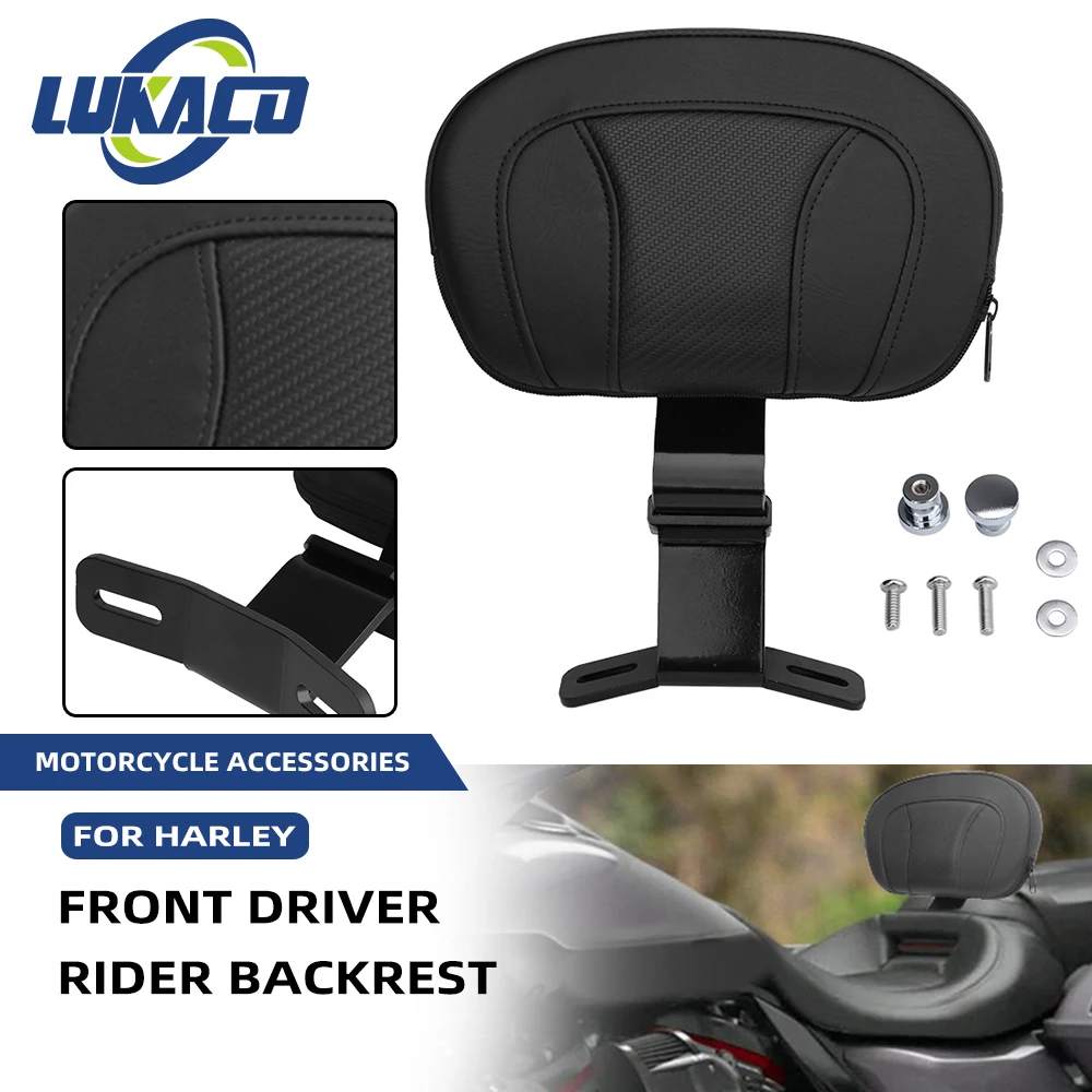 

Motorcycle Adjustable Front Driver Rider Backrest Pad Kit For Harley Touring CVO Street Glide Road King Special Classic 09-2022