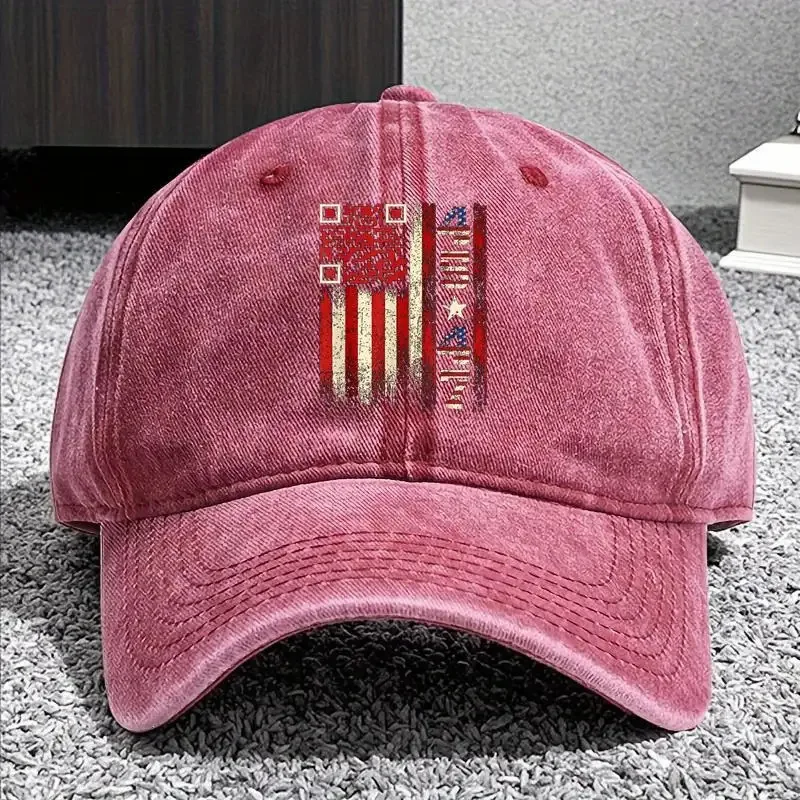 قبعة بيسبول رعاة البقر برقبة دائرية من القطن 100% مع QR Scan Me President Trump 45/47 رمز الرقص، قبعة رعاة البقر كاجوال، عالية