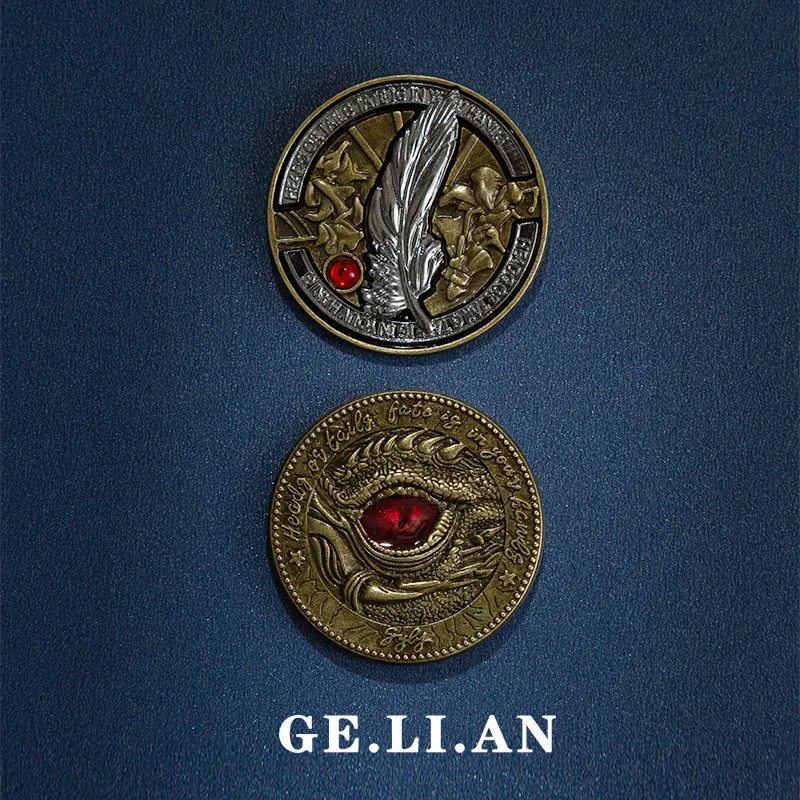 

Монета-талисман «Драконий глаз» с перьями, 3,9 см, серия Love And Deep Space, коллекционная монета, подарок для фанатов, игровая атрибутика