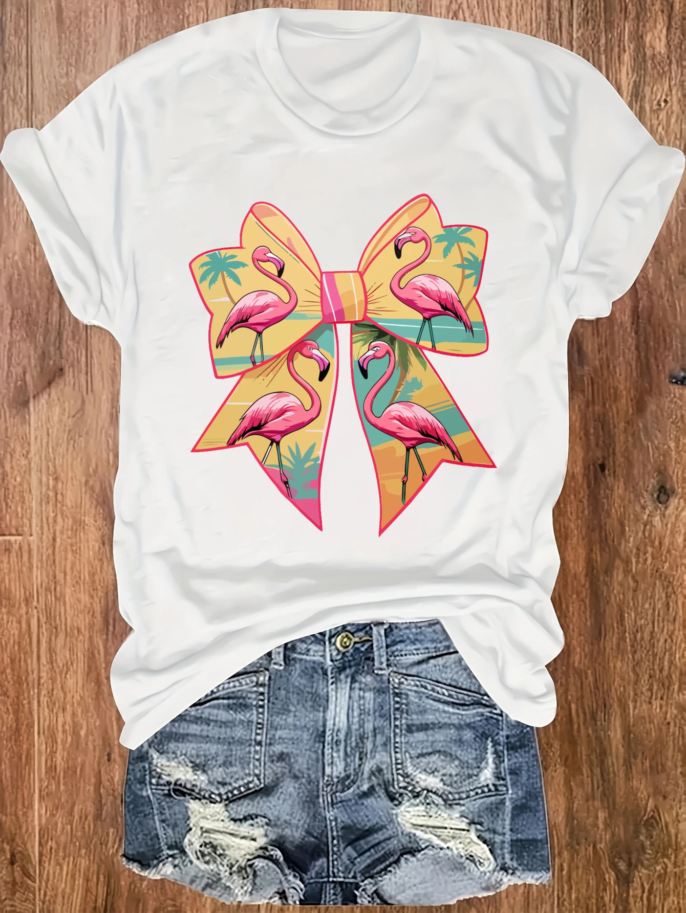 

Women's plus size tank top Flamingo Bow Tropical Palm Tree Suitable for sports and daily wear womens clothes sleeveless casual