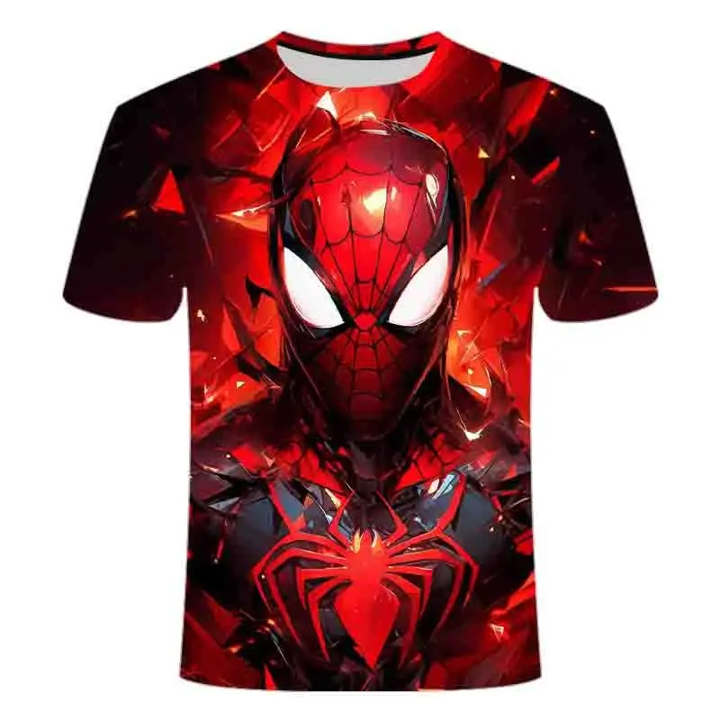 

Miniso Super Hero Spider-Man 3D Printed Hot Sell New Short Sleeve T-shirt Kids Sportswear Summer Boys Girls Round Neck Tees Tops