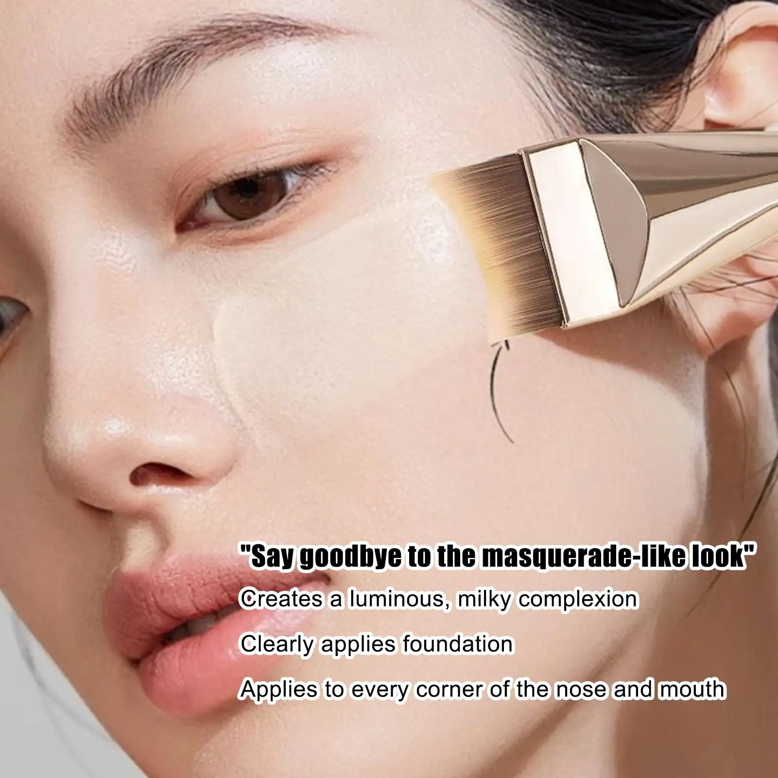 Flat Foundation Brush multifunctional Wet Dry Use Concealer brush Liquid Foundation Brush for Blending Liquid Cream Teens Girl