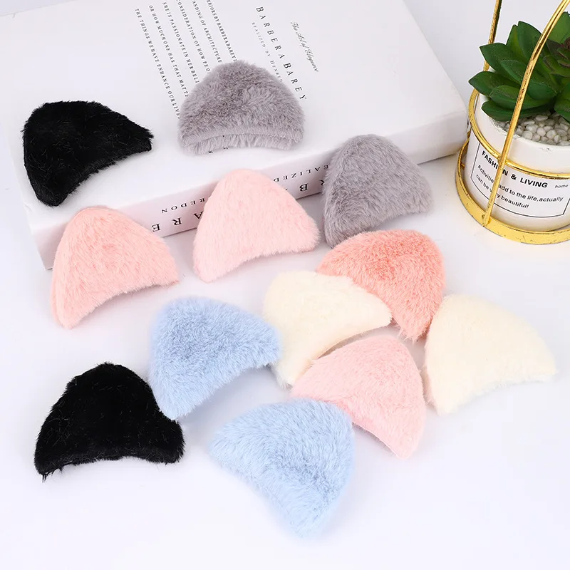 24Pcs 6*7.5cm Cute Plush Big Ear Padded Appliques For DIY Headwear Hairpin Crafts Decoration Clothes Accessories