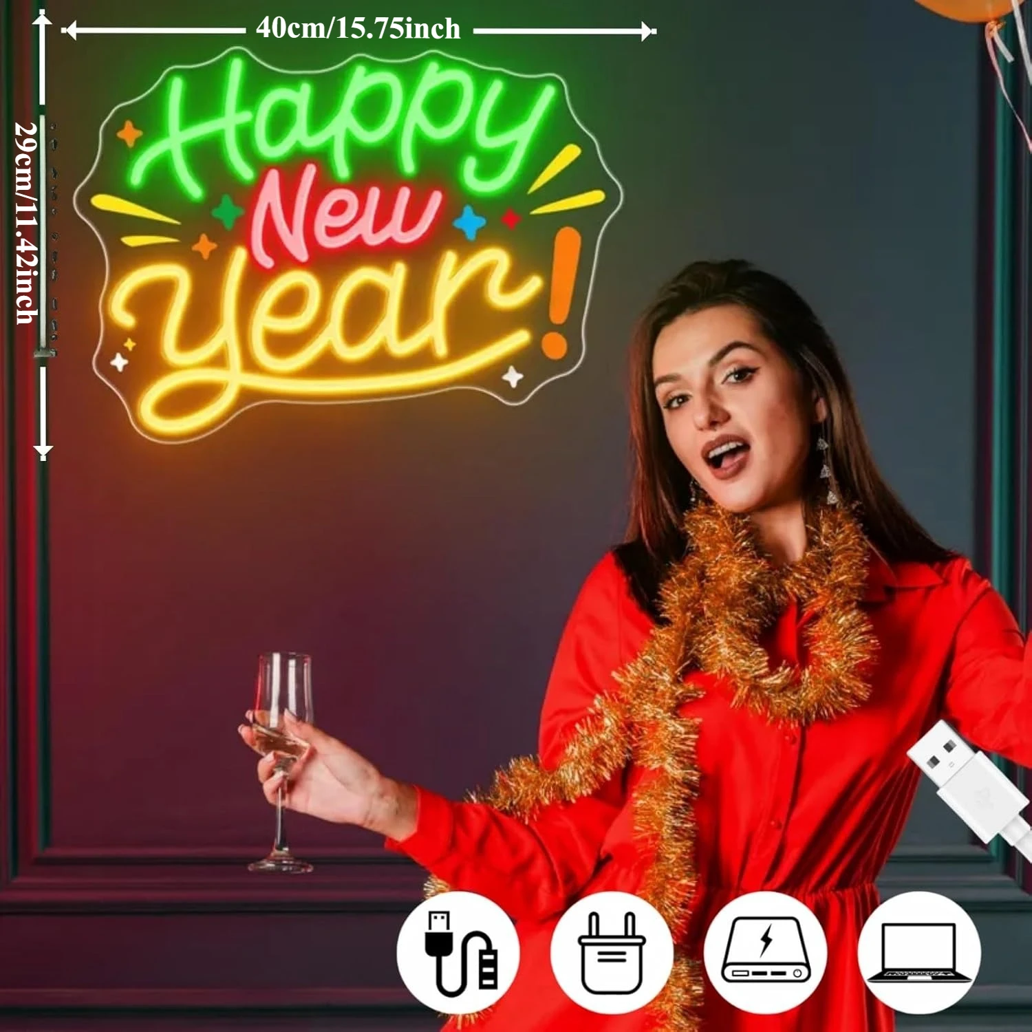 2026 سنة جديدة سعيدة النيون تسجيل السنة الجديدة LED ضوء النيون ل عطلة مخزن المنزل نافذة الحفلات جدار ديكور فني الأسرة هدية احتفالية #4