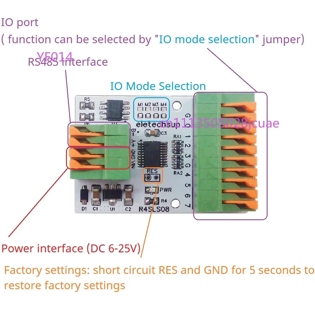 

NPN PNP DI DO Module 141R RS485 Modbus Remote Input Output Spring Terminal Block for DC 12V 24V Automation Control