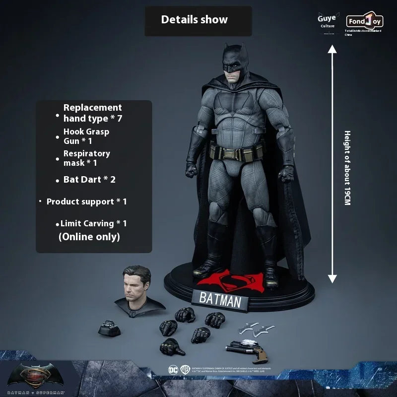 Original Fondjoy Dc Batman Anime Figure 1/9 7 Inch Movie Figurine Bvs Big Ben Batman Multiverse Light Armor Statue Action Figure