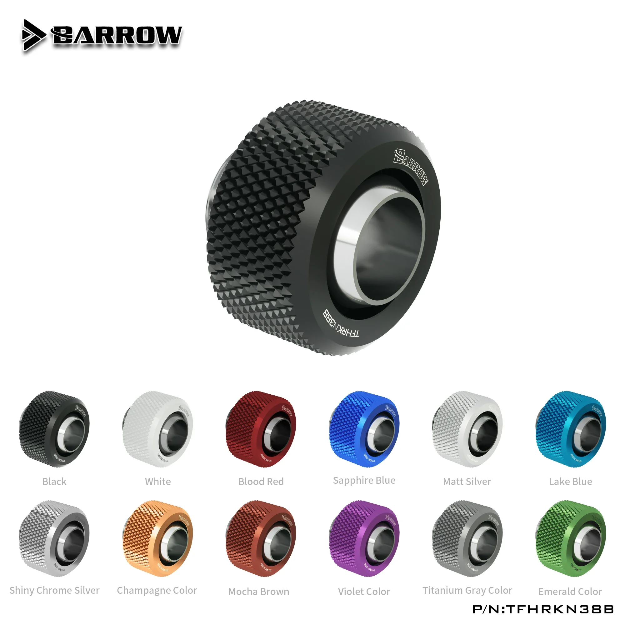 

Barrow Water Cooling Fitting TFHRKN38B,3/8"ID*1/2"OD 10x13mm Soft Tube Fittings,G1/4" Fittings for Soft Hoses