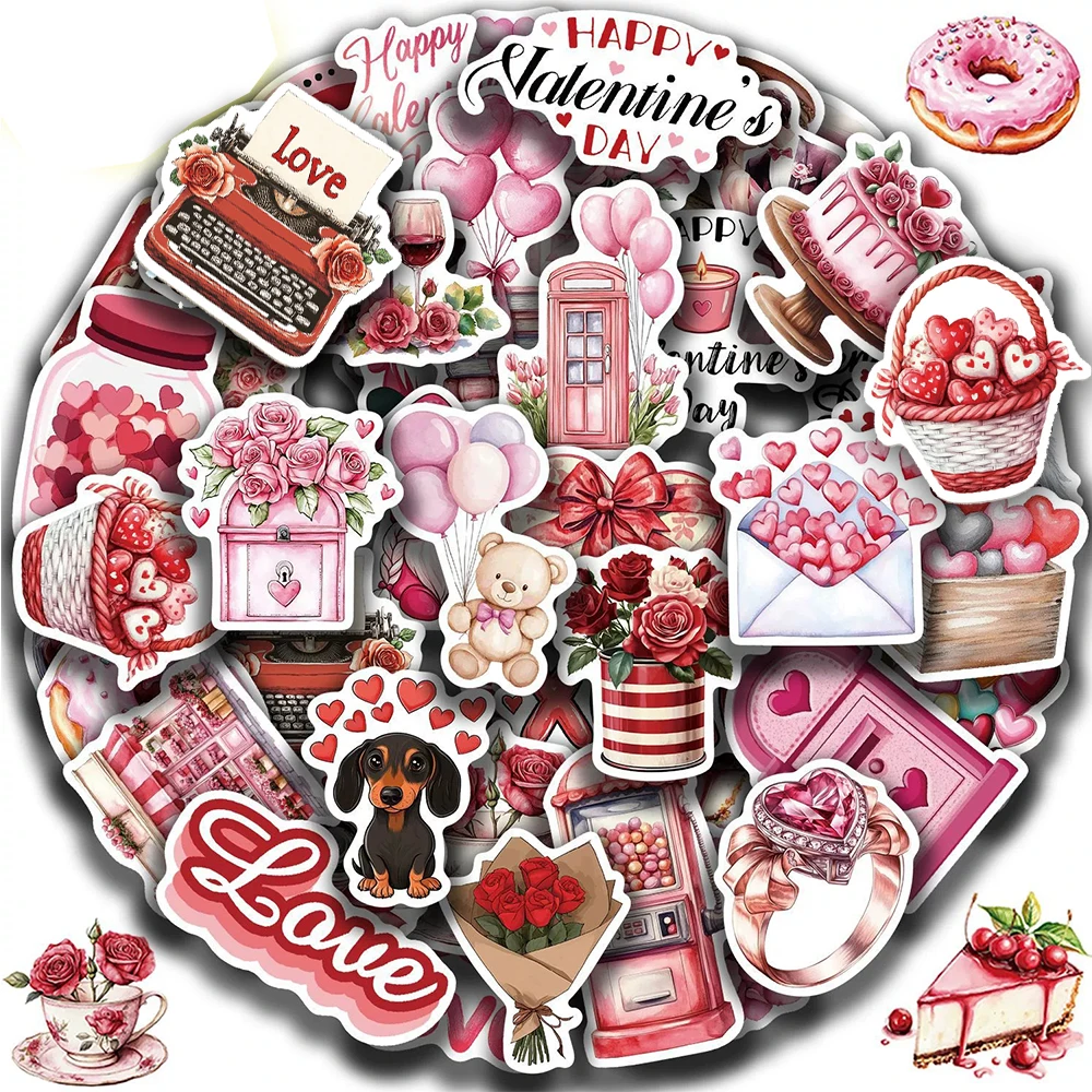 10/30/50 stücke Cartoon Rot Valentinstag Graffiti Aufkleber Romantische Liebhaber Aufkleber DIY Notebook Telefon Gitarre Vintage Aufkleber Dekor