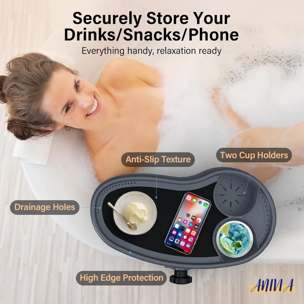 صينية طاولة حوض استحمام ساخن قابلة للتعديل مع حاملات أكواب، تصميم غير قابل للانزلاق لملحقات سبا فوق الأرض وحوض الاستحمام #3