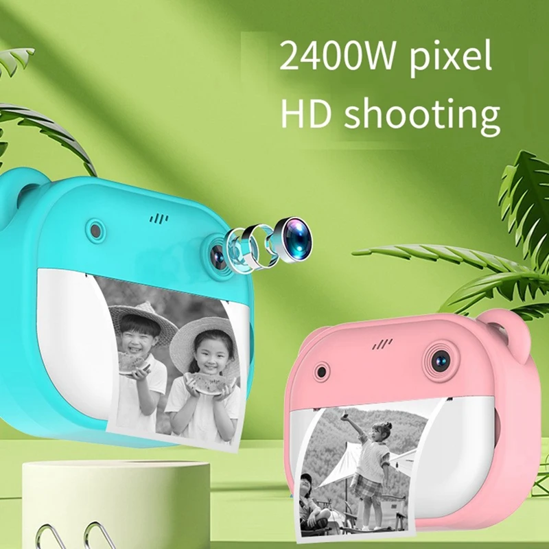 1080P Kinder-Druckkamera, Dual-Kamera, 240 MP, One-Touch-bedruckbare Kamera mit 2 Rollen 57 x 25 mm Druckpapier