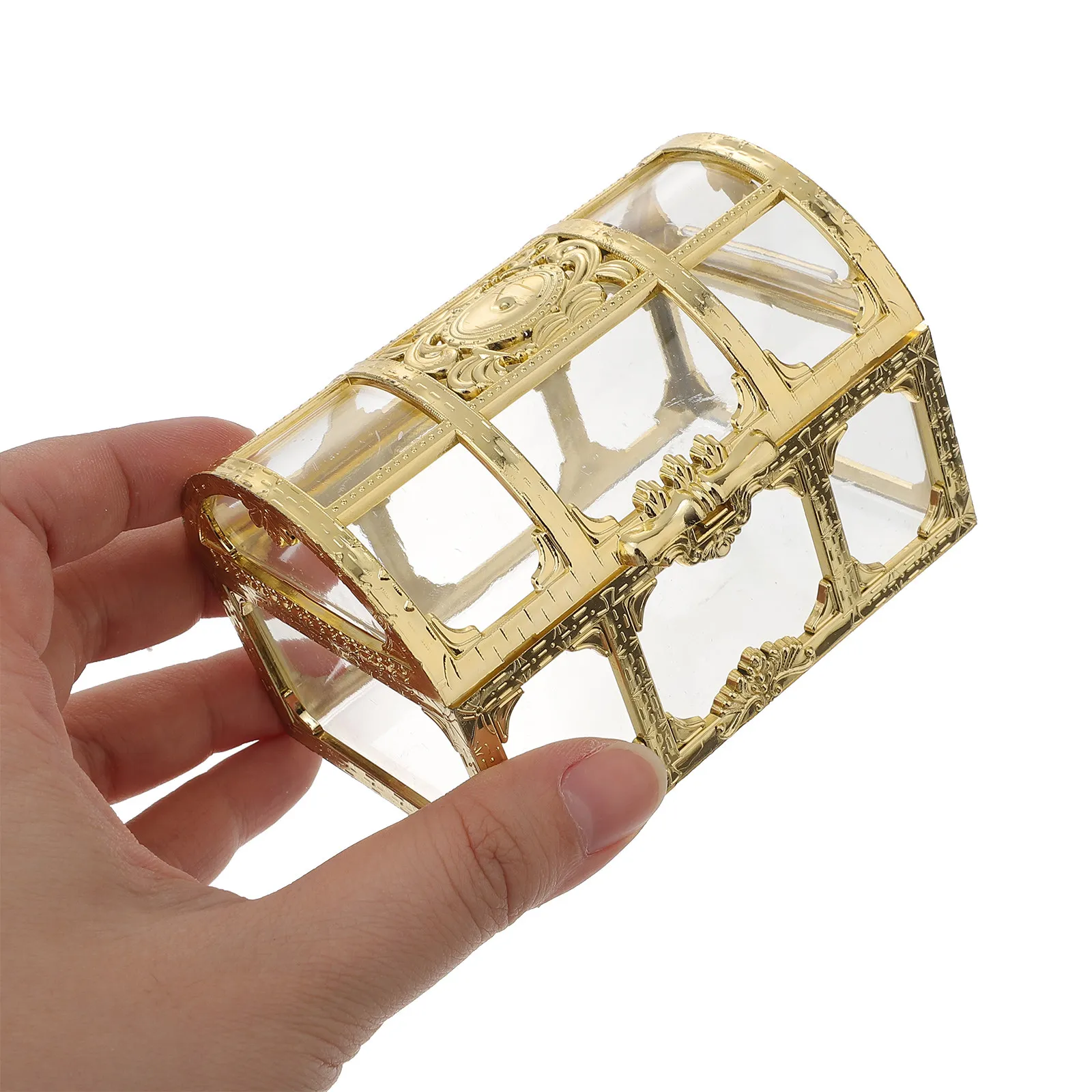 

2 шт. пластиковые прозрачные шкатулки-сундучки для украшений в стиле пиратского сундука, органайзеры для хранения, подарочные коробки для памятных вещей