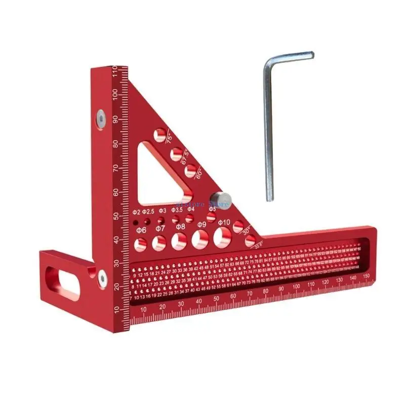 

H37D Woodworking Square Protractor Multiple Angles Measuring Ruler with Pin and Wrench Triangular Layout Measuring Tool