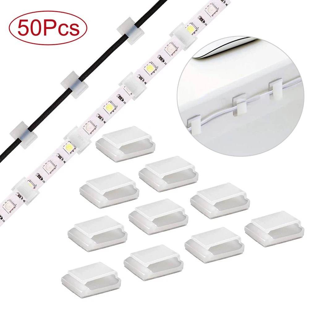 10/50 pces auto-adesivo led cinta pacote titular gravata 5050 led montagem clipe conector natal luz titular terno para 10mm de largura fio